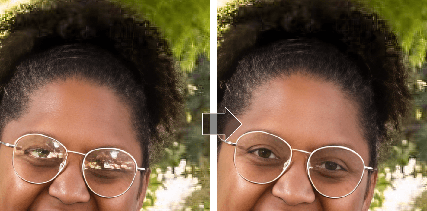 before and after photo of retouching options