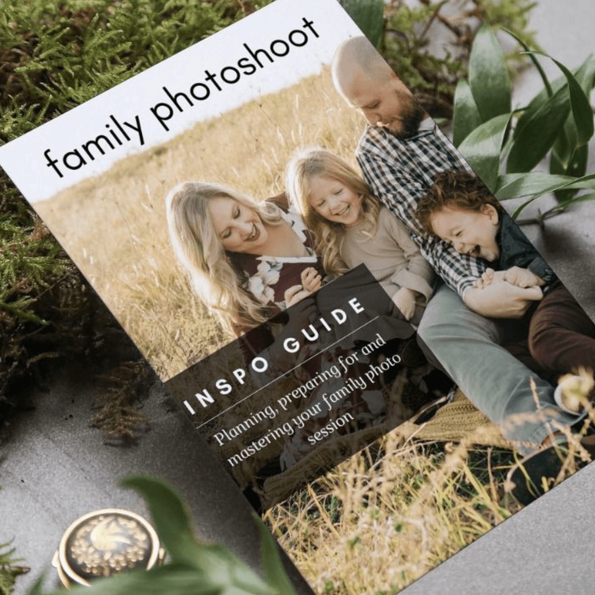 a booklet with a family sitting in a field on the cover.