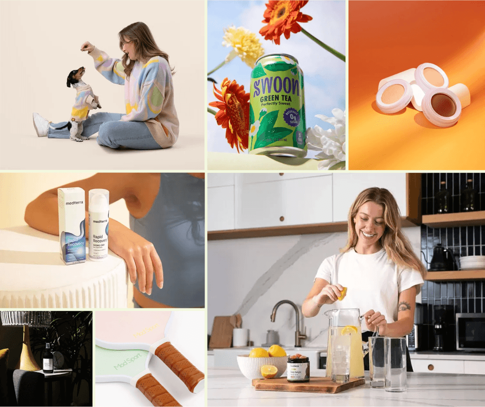 A variety of products protographed to showcase their qualities