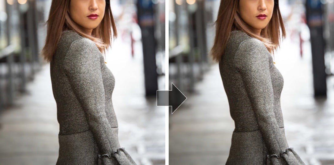 before and after photo of retouching options