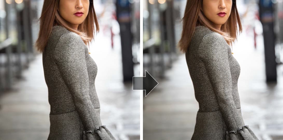 before and after photo of retouching options