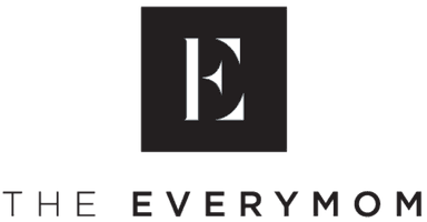 Logo of "THE EVERYMOM" featuring a stylized letter "E" within a square.