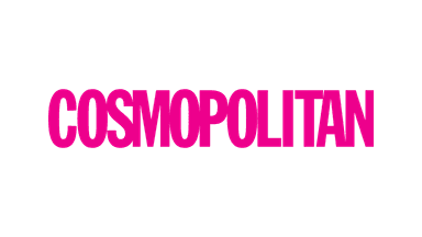 The word "COSMOPOLITAN" in bold hot pink letters on a black background.