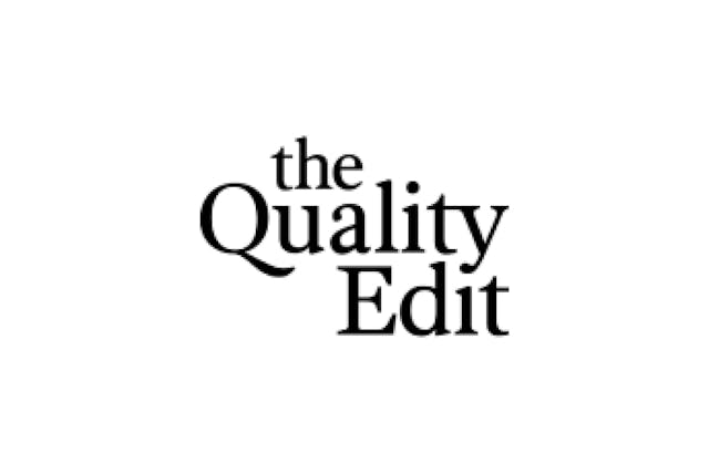 Logo with the text "the Quality Edit" in black font on a white background.