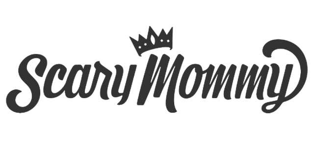 Logo of Scary Mommy with dark green text and a crown symbol.