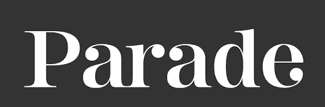 The word "Parade" in elegant serif font on a dark background