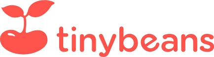 Logo of "tinybeans" with a stylized cherry red bean above the text.