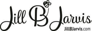 Black handwritten 'Jill B Jarvis' logo with a bee graphic