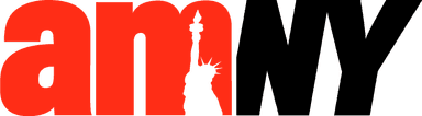 "Logo with the Statue of Liberty silhouette forming the letter 'a' in the word 'amano'."