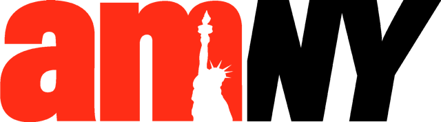 "Logo with the Statue of Liberty silhouette forming the letter 'a' in the word 'amano'."