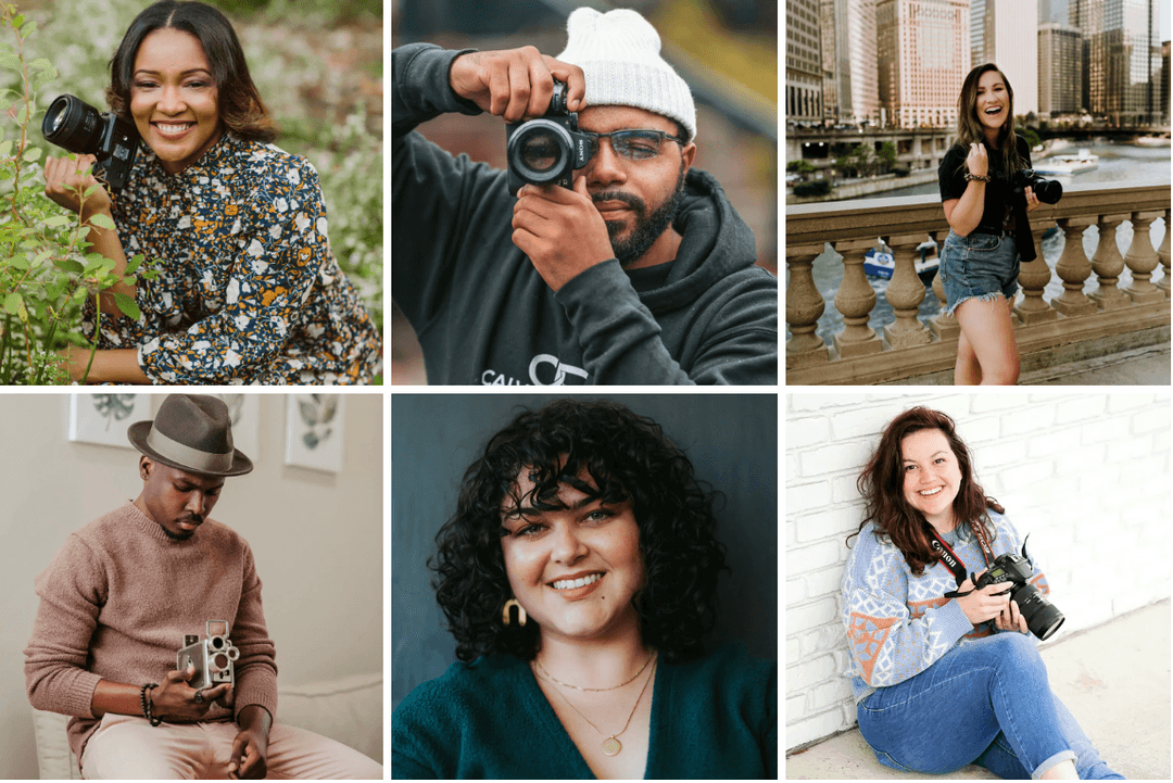 A gird of 6 photographers