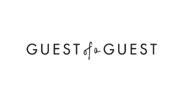 Black text logo reading 'GUEST of a GUEST' on a white background