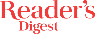 Logo of Reader's Digest in bold red serif font.