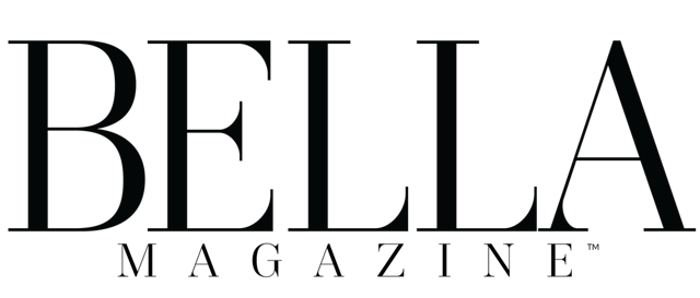 Logo of 'BELLA' in large, faint black letters on a black background.