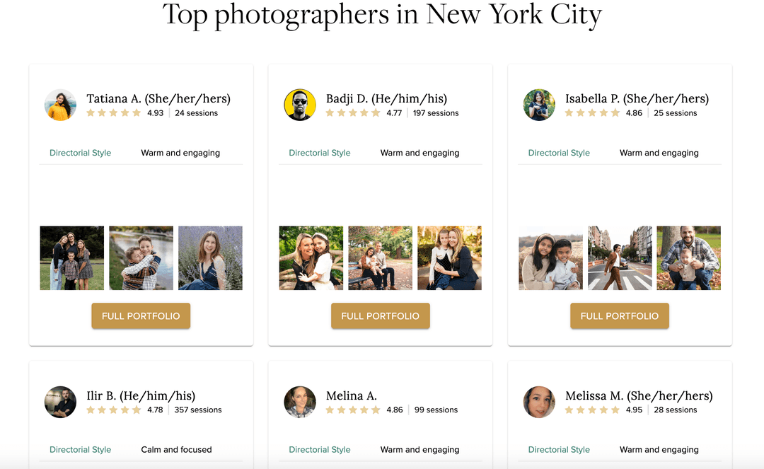 Top photographers in NYC