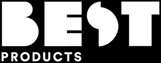 Logo of 'BEST PRODUCTS' in bold white block letters against a black background.